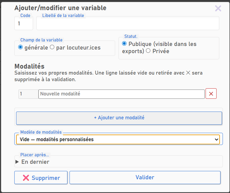 Ajouter une variable