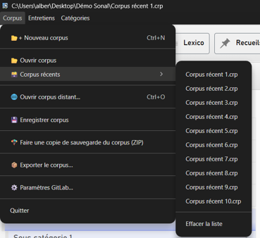 menu corpus